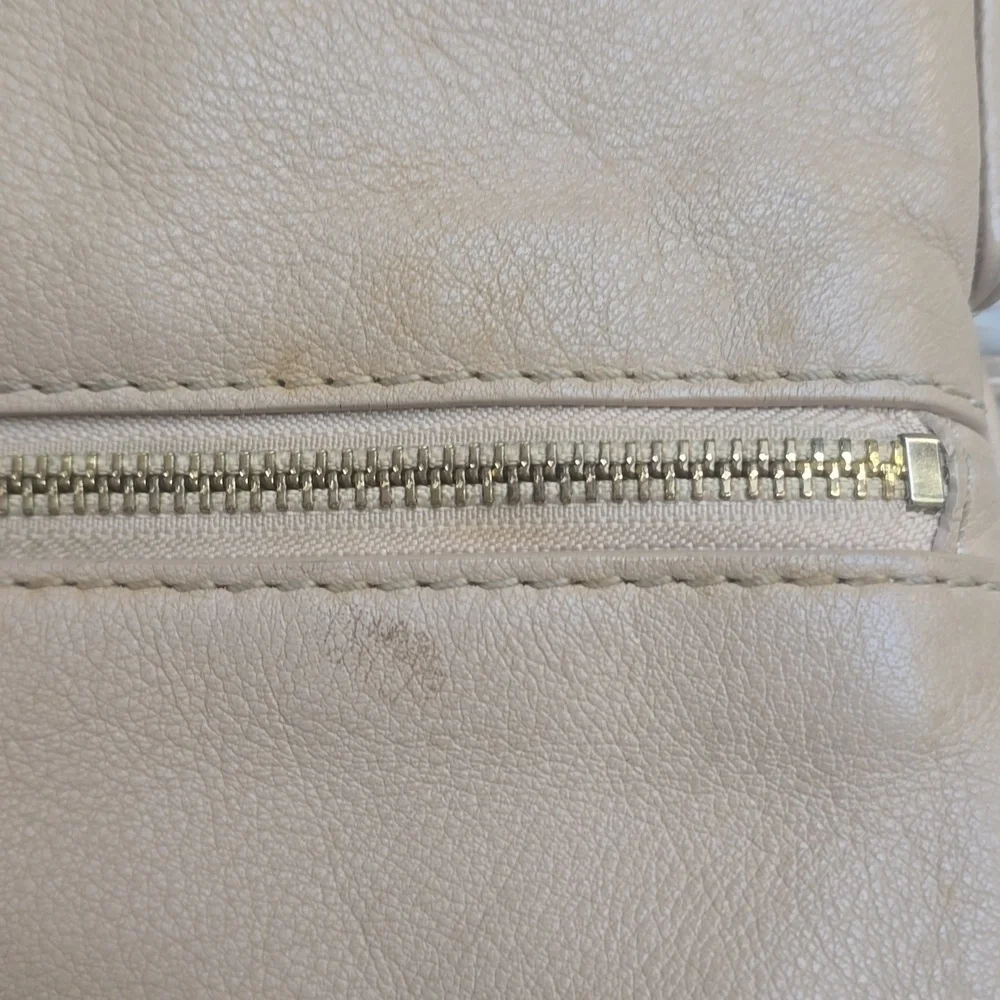 Vintage Kate Spade Beige Leather Shoulder Crossbody Street Bag tan
